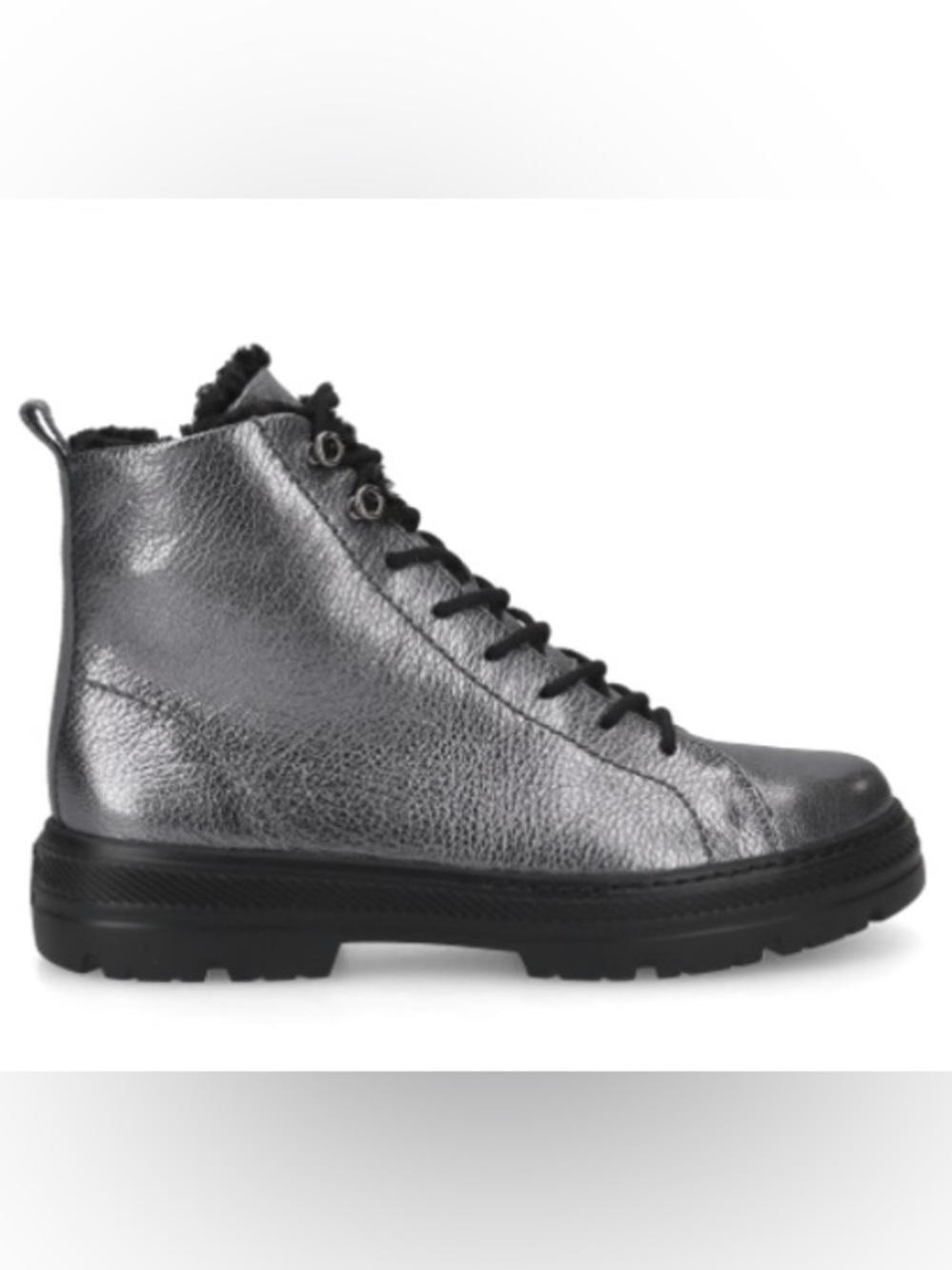 Paul Green WARM Sneaker boot. Gray metallic Leather. Novie warm boot
